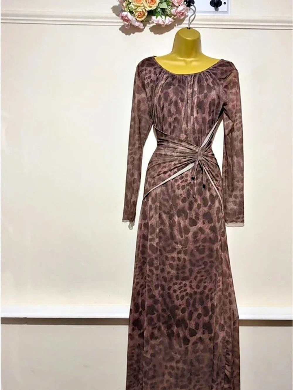 Animal Print Maxi Dress in Brown Like New